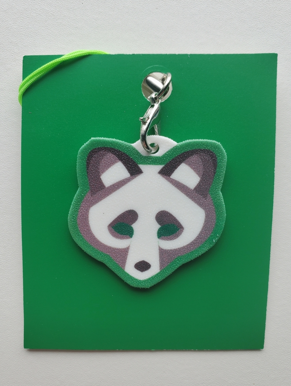 Handmade Green Geometric Arctic Fox, Snow Leopard, + Polar Bear Charms/Keychains